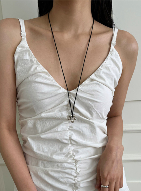 YAXN韩系ins粉绳小花项链时髦小众简约百搭夏天长款锁骨链颈带女