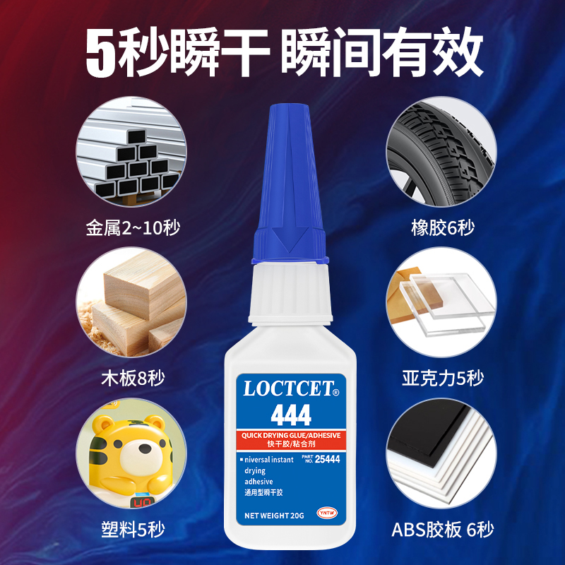 LOCTCET旗舰店401瞬干403 406 495 496 460 414 417 444 498粘塑料金属陶瓷木材玻璃橡胶瞬干502强力万能胶水 - 图2