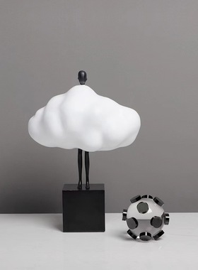 现代简约创意白色云朵人物玄关摆件家居客厅电视柜装饰品酒店摆设