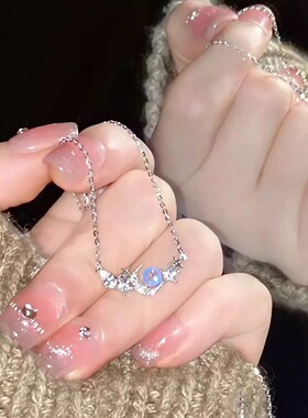 高级感星月钛钢镶钻十字链女水钻