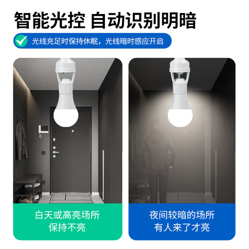 5.8G智能微波雷达感应灯座楼道E27螺口红外人体声光控感应灯头 - 图2