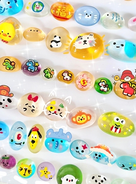 彩色多巴胺迷你石头宠物随心配盲盒高颜值创意桌面摆件儿童玩具