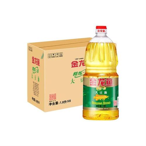 金龙鱼精炼一级大豆油1.8L*6瓶整箱家庭用粮油炒菜商超食用色拉油-图0