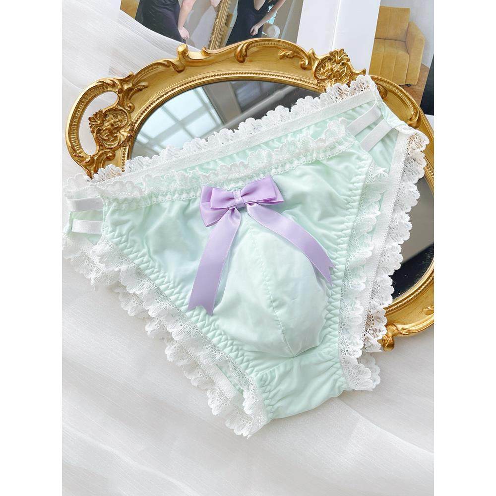 冰丝透气男士内衣蕾丝拼接性感三角裤女士男士短裤上衣格纹包,淘宝优惠券,粉丝福利购,淘宝优惠卷