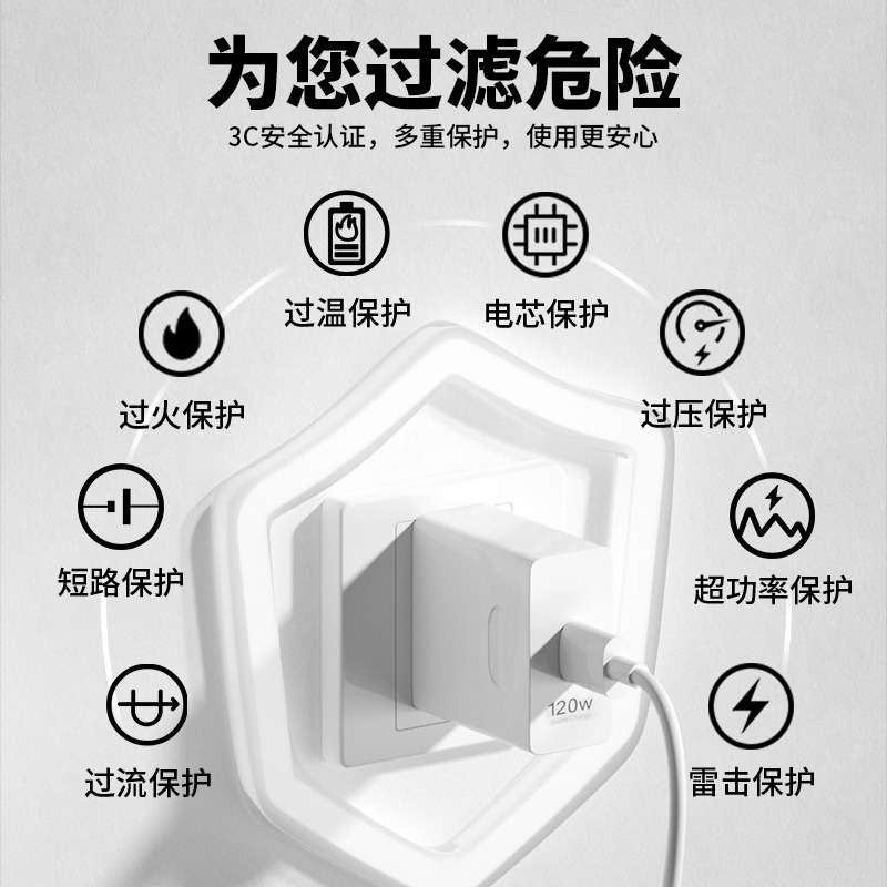 圣希顿适用华为充电器120W超级快充P40/mate50/nova11/10适用苹果16/15/14/13充电器插头正品30W套装max闪充