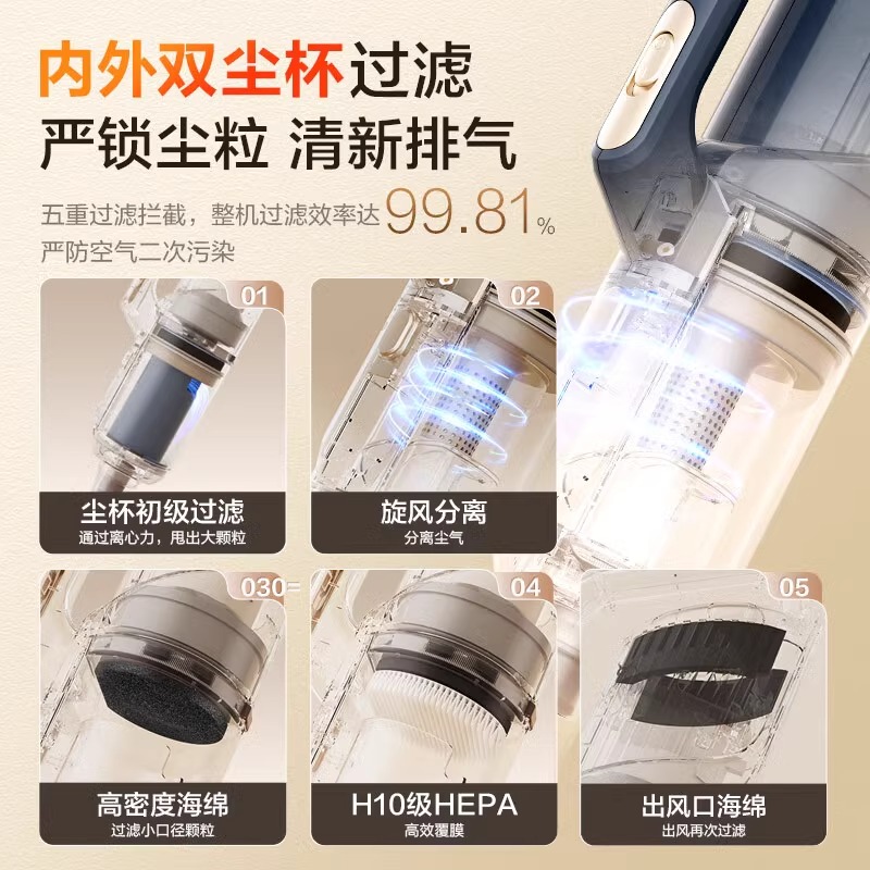 苏泊尔新款吸尘器家用强大吸力大功率手持小型地毯吸猫毛神器轻量