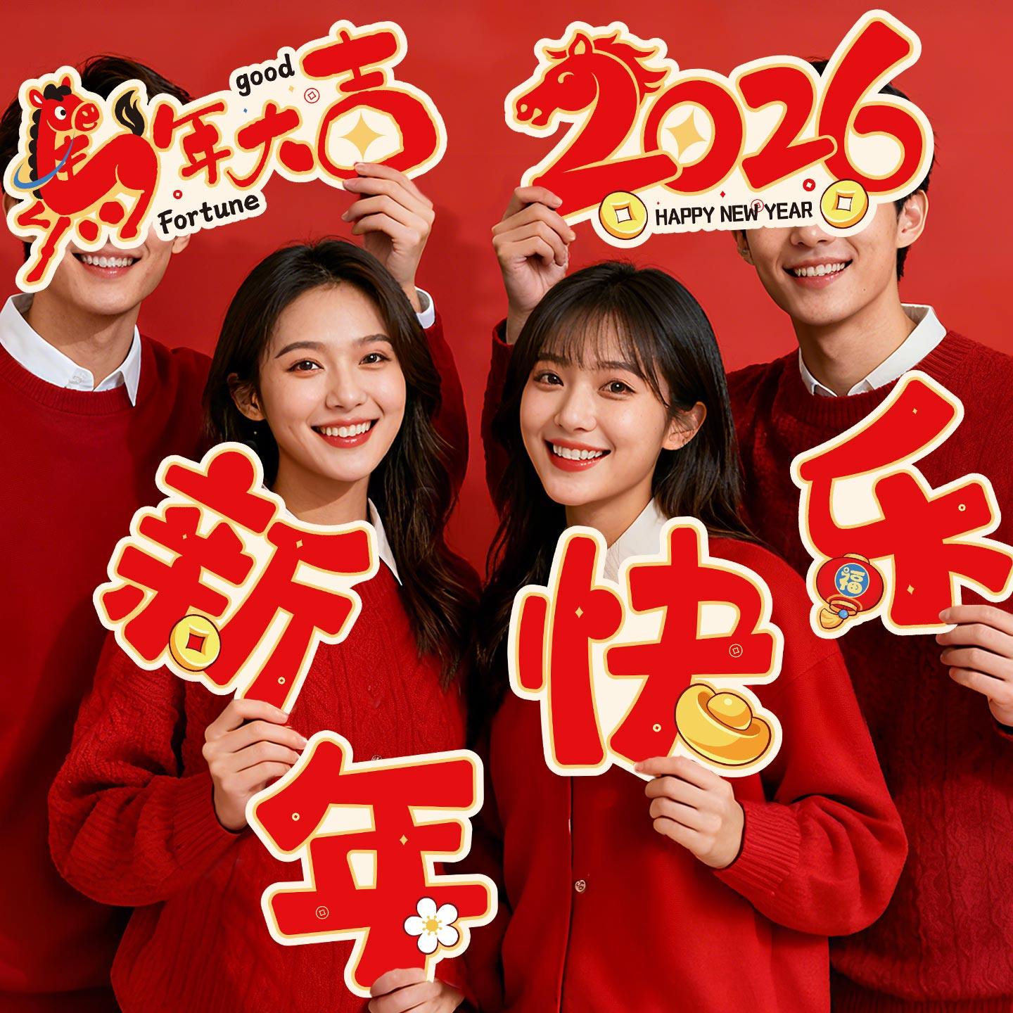 2026马年装饰手持KT板年会场景桌面摆件布置拜年拍照道具新年举牌,淘宝优惠券,粉丝福利购,淘宝优惠卷