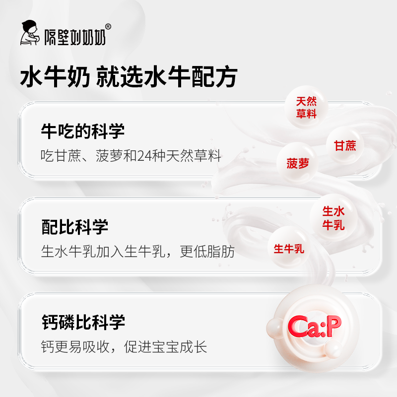 隔壁刘奶奶水牛配方清甜奶天然甜高钙儿童奶学生早餐奶200ml*10盒