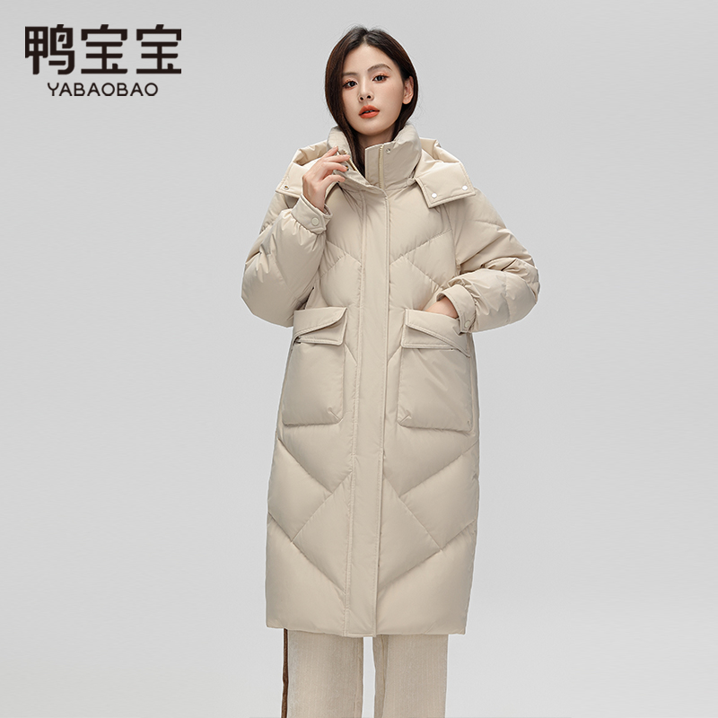 鸭宝宝羽绒服女中长款2023冬季新款
