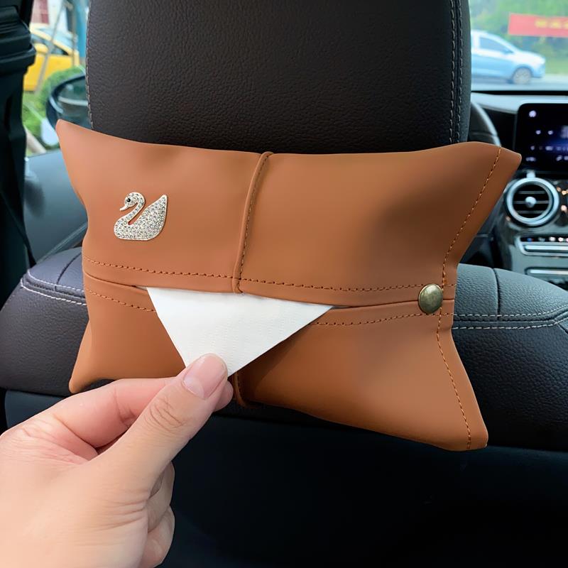 车载纸巾盒扶手箱汽车卫生纸盒挂式高级感车用纸巾挂袋车内装饰用 - 图0