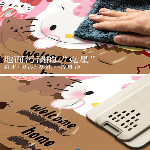 卡通hellokitty入户门地垫可擦洗pvc门口耐脏防滑进门可裁剪脚垫 - 图1