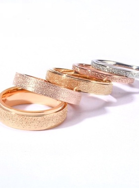 戒指男高级感黑色磨砂戒圈女士指环ins不掉色小众时尚潮百搭轻奢