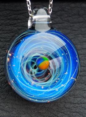 澳宝星空琉璃高硼硅玻璃挂件吊坠宇宙玻璃球星球银河系吊坠地球珠