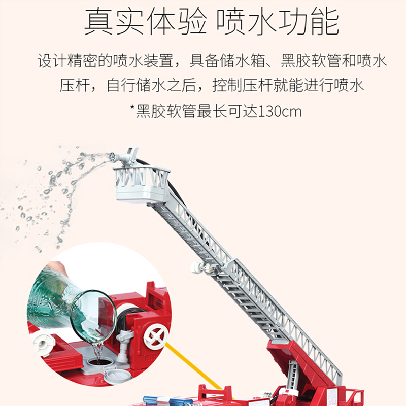 北美Driven消防车喷水1 18儿童仿真玩具车滑行工程车男孩生日礼物 - 图1