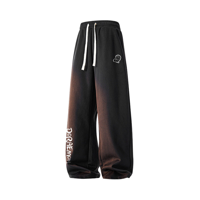 DORAEMON/哆啦A梦加绒加厚裤子男款春秋冬季宽松运动直筒休闲长裤