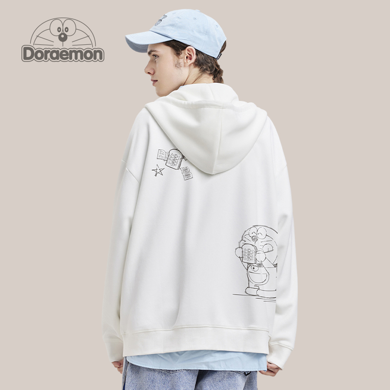 DORAEMON/哆啦A梦连帽拉链开衫卫衣男女款潮情侣宽松休闲针织外套