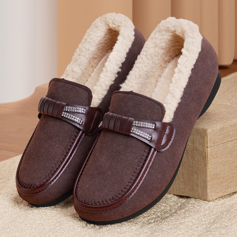 棉鞋女冬加绒2025新款老北京布鞋一脚蹬毛毛鞋保暖平底女式豆豆鞋,淘宝优惠券,粉丝福利购,淘宝优惠卷