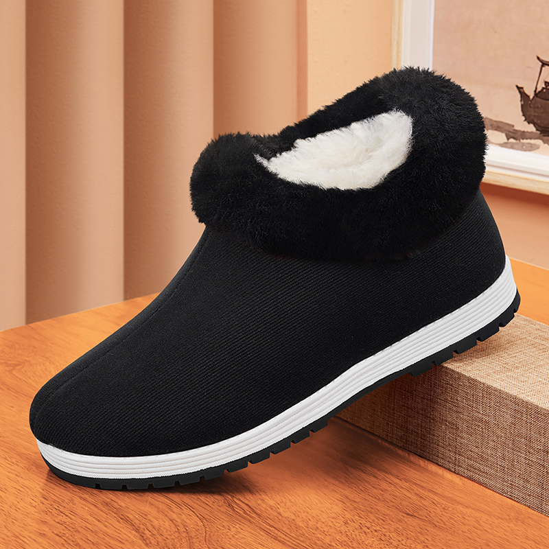 老人棉鞋女冬加绒保暖防滑老北京布鞋中老年奶奶冬季羊毛妈妈棉靴 - 图0