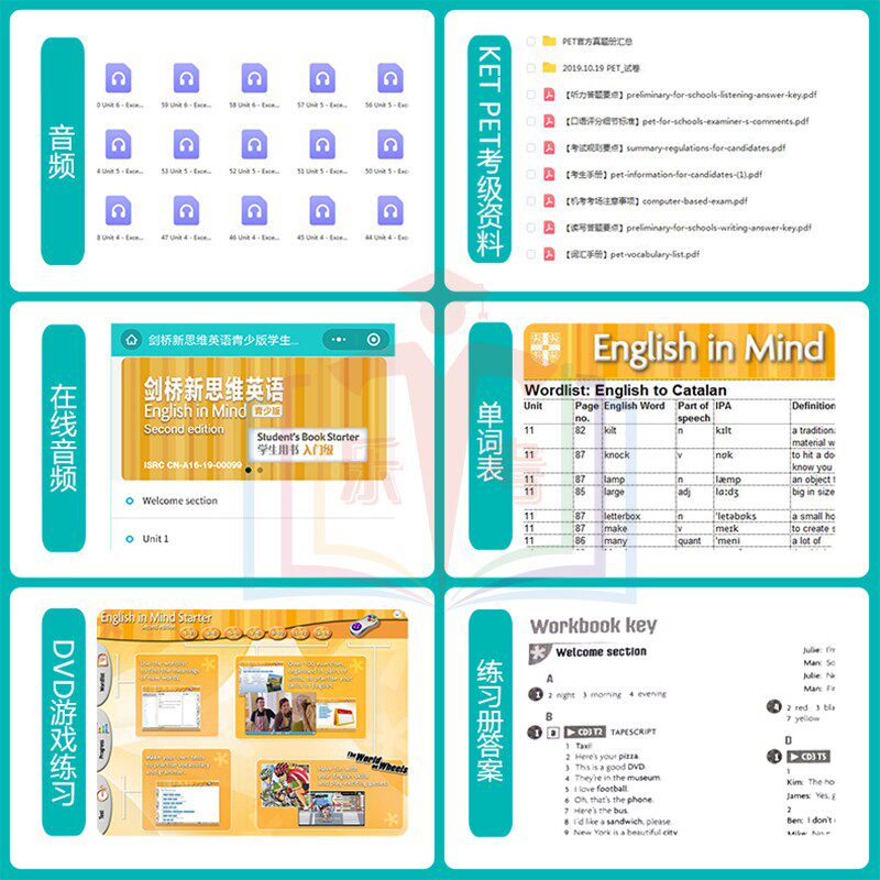 剑桥新思维英语青少版English in mind starter/1/2/3/4/5级别学生书+练习册学校精选教材剑桥KET/PET考试教辅Englishinmind点读版