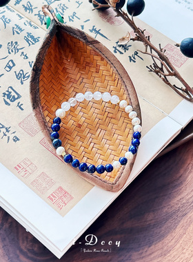 新中式天然青金石手串百搭显白