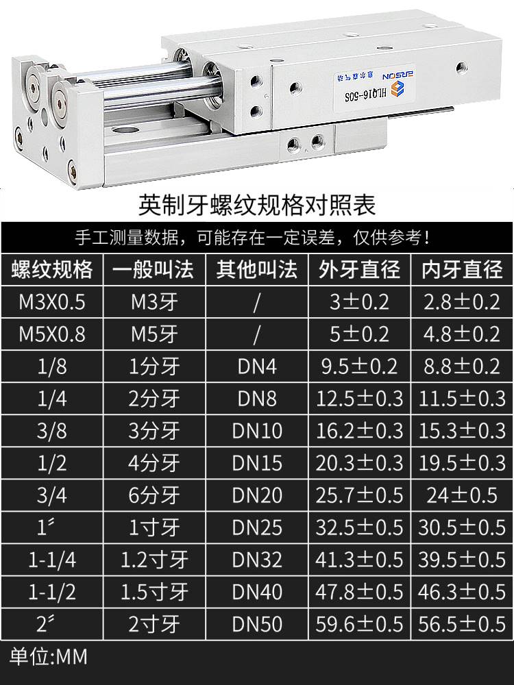 H滑LQ12双轴紧密台气缸HLSL气动HQL20导轨气缸HLS双出气L缸大推力 - 图1