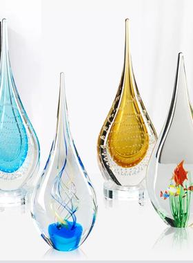 轻奢水晶发财树摆件招财琉璃工艺品海洋球水滴客厅玄关酒柜装饰品