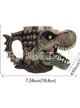 跨境新款恐龙杯侏罗纪世界霸王龙树脂马克杯居家喝水桌面装饰摆件