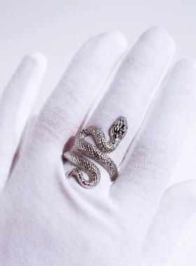 欧美饰品铜镀真金蛇形开口宽戒指夸张多圈缠绕灵蛇男女款347