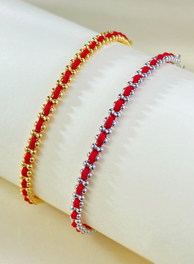 法国redline编织祖玛珑红绳手链2025蛇年本命年女转运s925银饰金