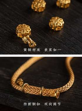 栩匠粗款四叶草项链绳手工编织防断吊坠翡翠和田玉黄金挂坠脖绳