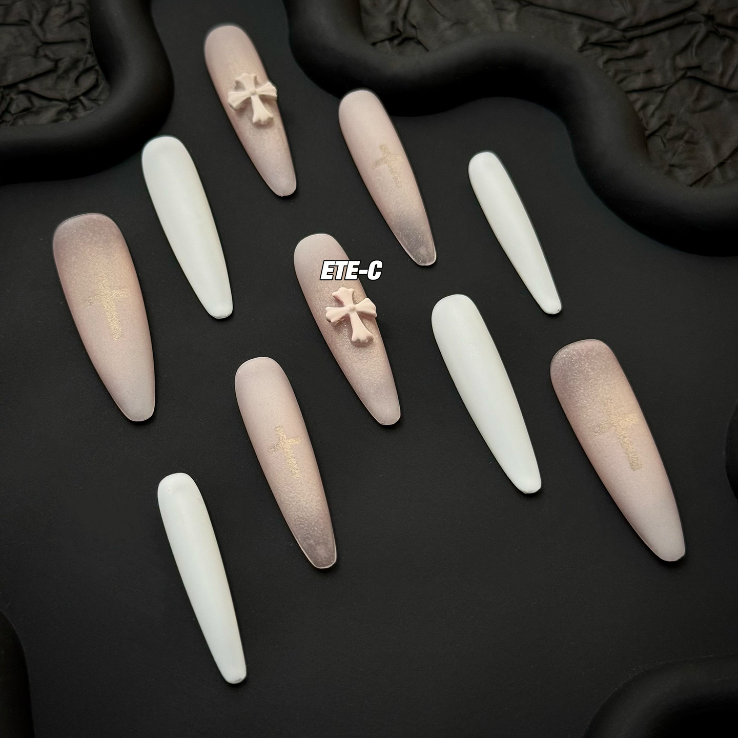 C+修女祷告亚文化新款欧美小众高级重工中长款美甲穿戴甲辣妹手工,淘宝优惠券,粉丝福利购,淘宝优惠卷