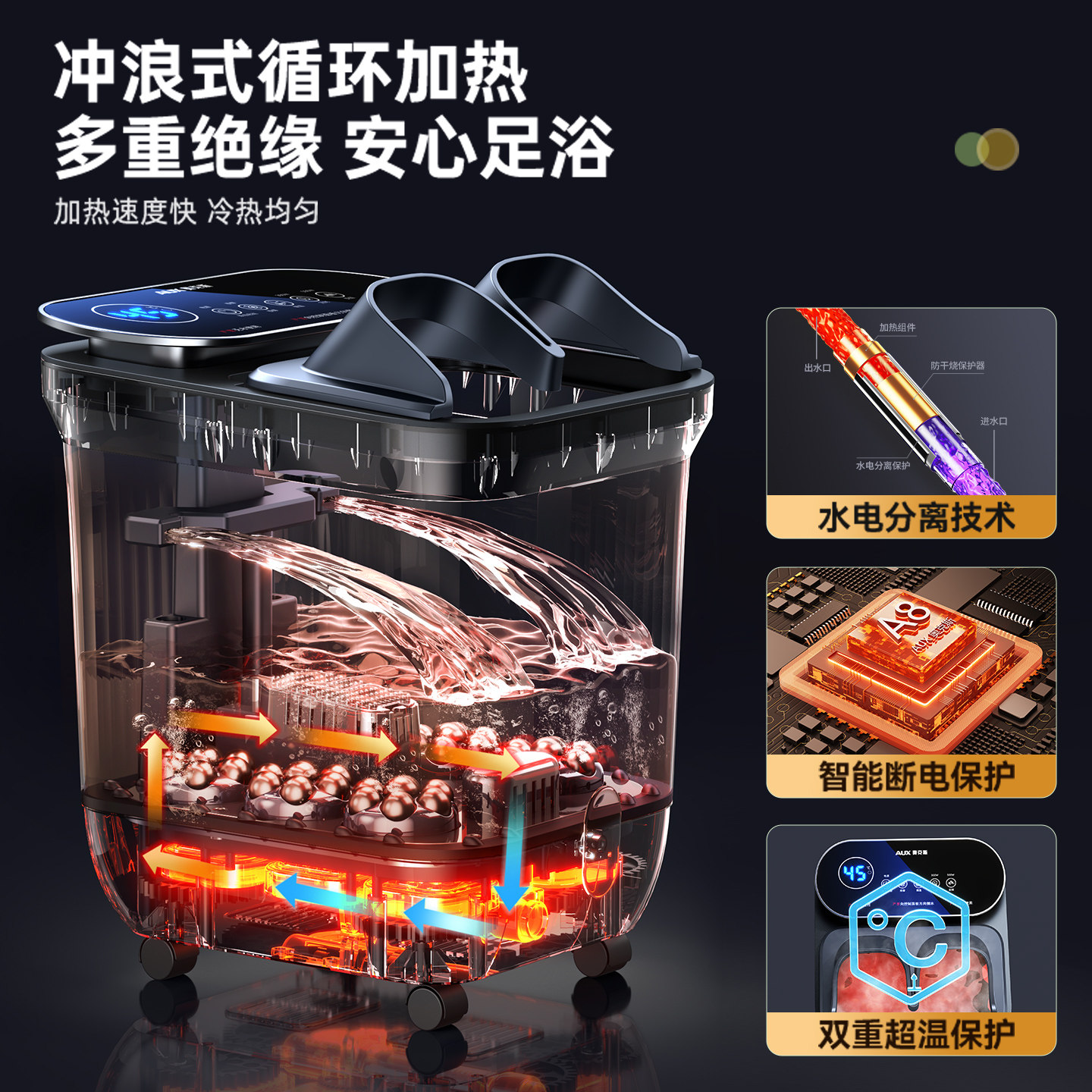 奥克斯泡脚桶电动按摩加热恒温洗脚盆全自动家用高深桶养生足浴器,淘宝优惠券,粉丝福利购,淘宝优惠卷