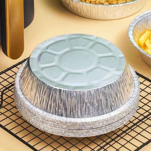 空气炸锅专用加厚锡纸盘盒烧烤箱烘焙锡箔碗家用锡纸盒食品级圆形 - 图0