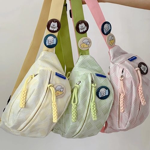 简约休闲ins风包包女小清新森系斜挎包运动胸包小众学生百搭腰包 - 图2