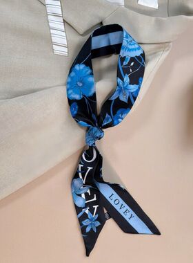 120cm长条印花小丝巾女绑包包护