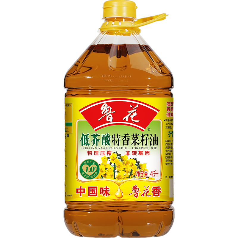 官方旗舰店鲁花低芥酸特香菜籽油4升物理压榨家用家庭食用油手提-图2