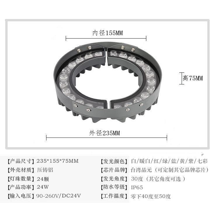 抱树灯户外防水LED抱树灯12W抱柱灯户外防水环形瓦楞抱箍射灯景观