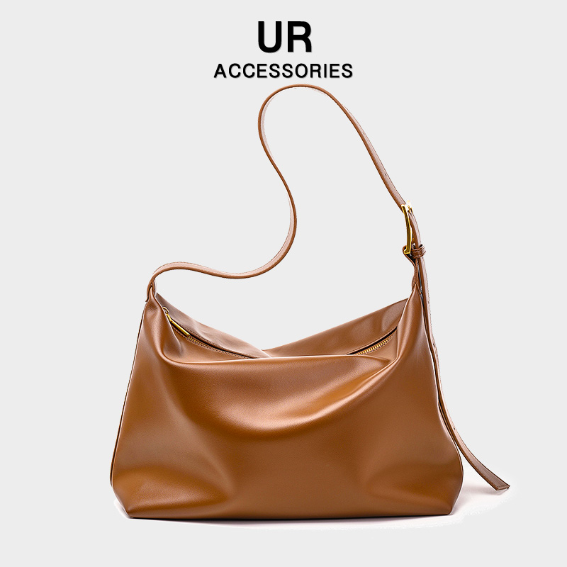 UR大容量超大号单肩包通勤慵懒风拉链托特包包2024新款软袋子女包