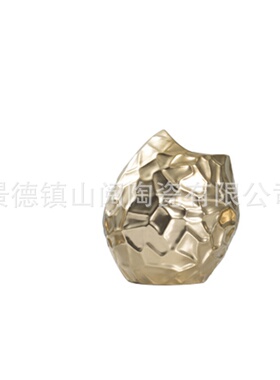 北欧家居异形纹理金属花瓶花盆大摆设现代创意客厅电视柜桌面摆件