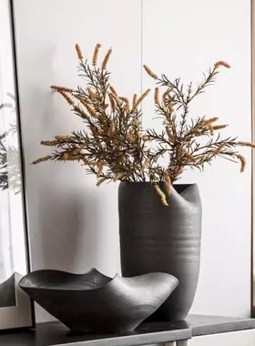 陶瓷素烧大花瓶家居客厅装饰摆件干花简约花瓶陶瓷花瓶