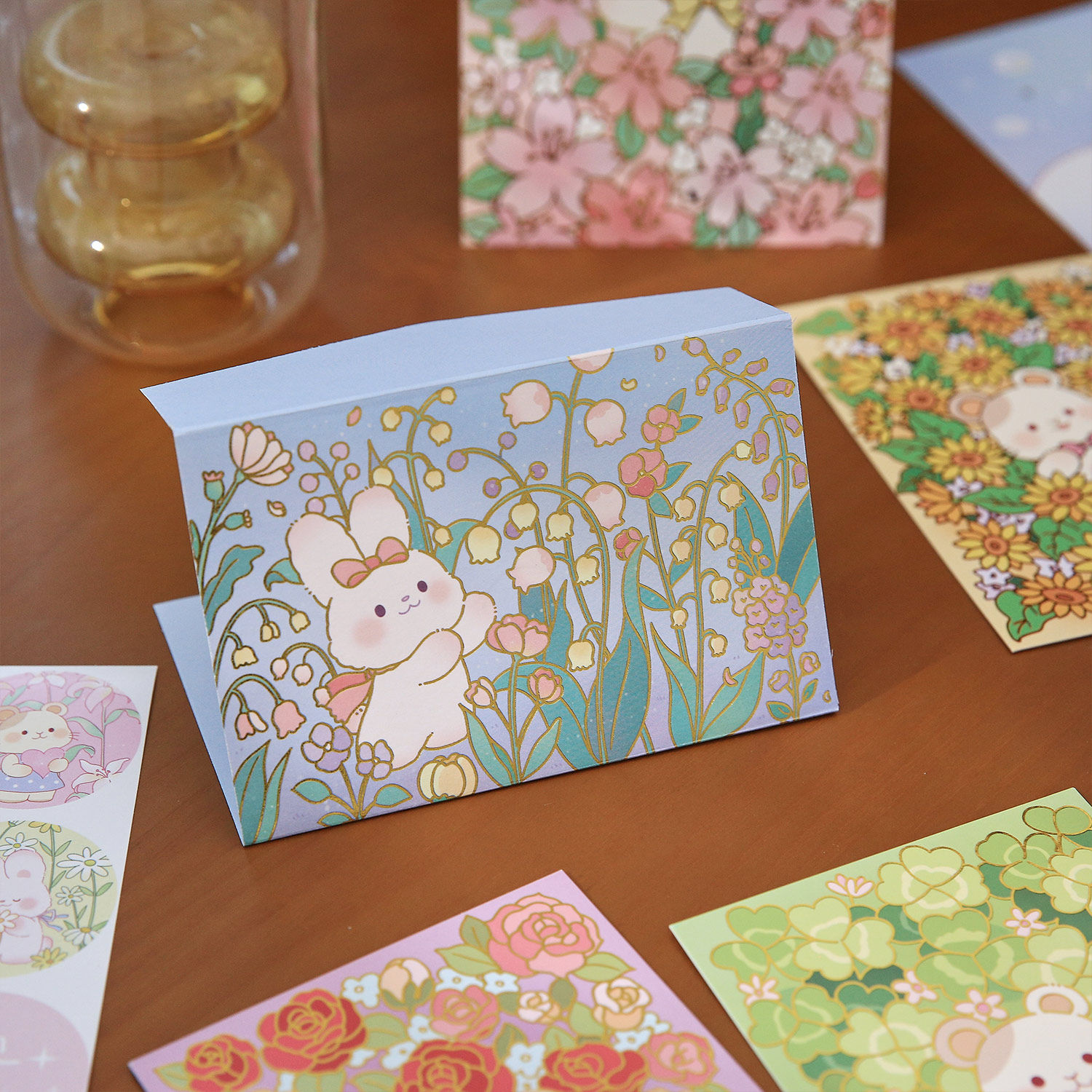 （26套装）治愈小兔烫金信封信纸套装 油画风可爱暖心文艺浪漫手写告白情书信笺套装送封口贴海报明信片贺卡,淘宝优惠券,粉丝福利购,淘宝优惠卷