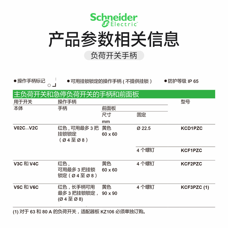 施耐德负荷隔离开关调节手柄KCF1PZC 4颗螺丝固定转动手柄V2C V0C - 图0