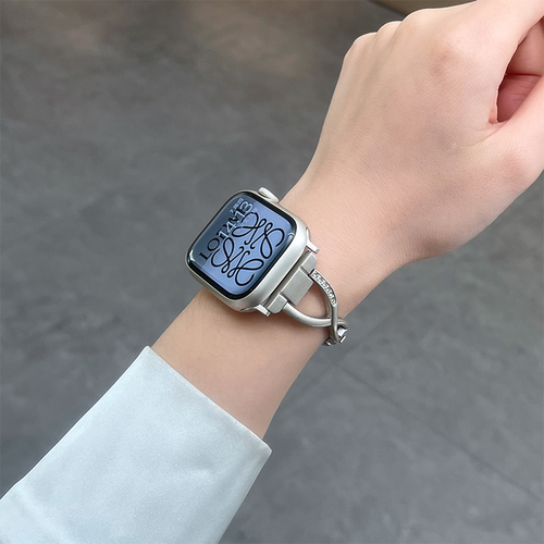 适用华为手表fit5金属链条表带fit4表带s10奢华小米9pro镶钻腕带 - 图0