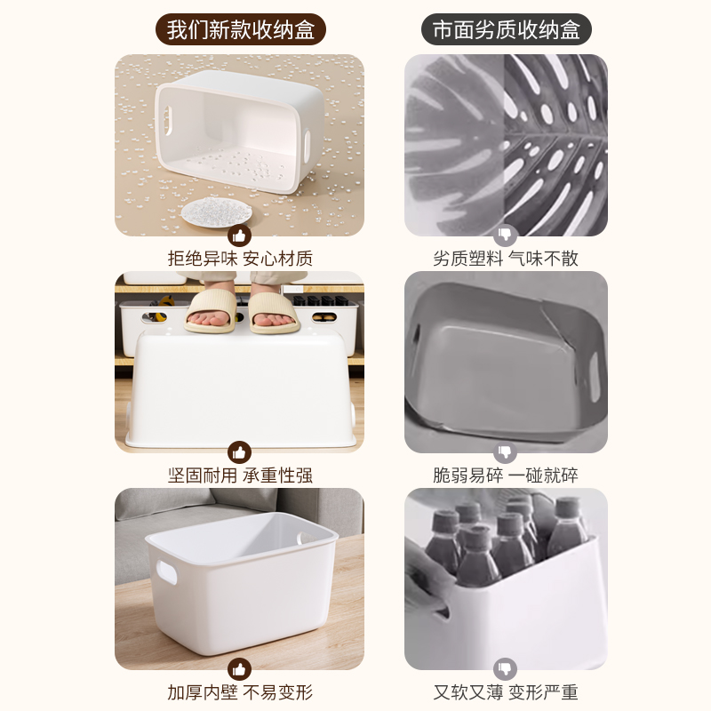 桌面杂物收纳盒家用化妆品浴室橱柜整理盒子装零食塑料收纳筐神器