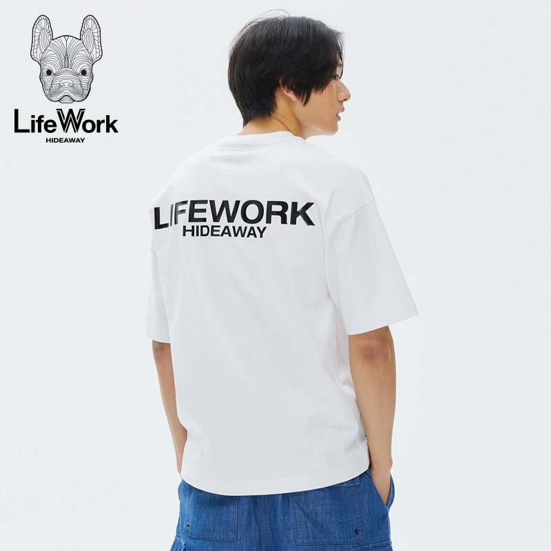 lifework2024年夏季新款休闲圆领短袖纯棉韩版百搭T恤男女同款潮-图1