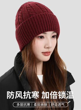 Warrior/回力红色大头围毛线女帽