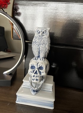 NEIGHBORHOOD NBHD猫头鹰骷髅香炉潮流家居陶瓷办公室摆件装饰品