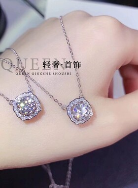 海瑞单吊坠1克拉四爪莲花锁骨链