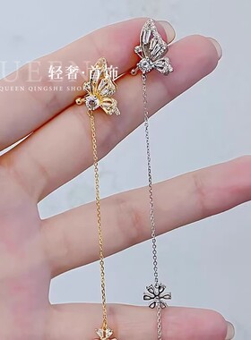 蝶恋花耳线时尚黄金镶嵌