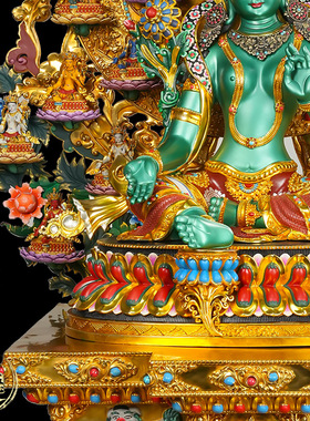 紫金莲 尼泊尔西藏工艺藏传彩绘二十一度母大圆满纯铜手工錾刻